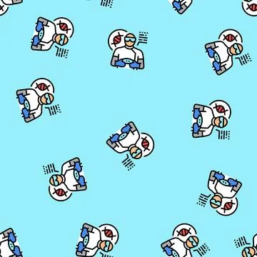 Geneticist worker vector seamless pattern 스톡 일러스트