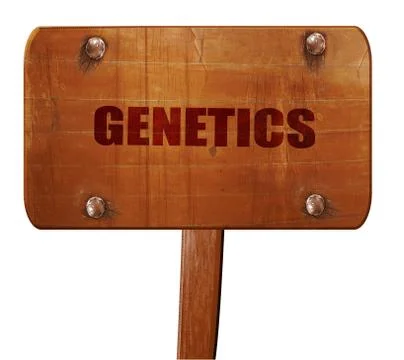 Genetics, 3D rendering, text on wooden sign Stock Illustration