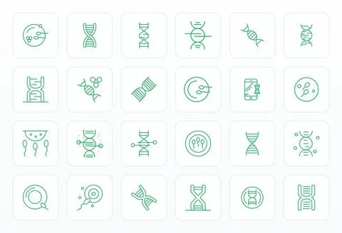 Genetics Digital Vector Pack containing 24 PIXEL Perfect Bold Line 128x128 .. Stock Illustration