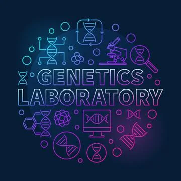Genetics Laboratory vector circular colored line illustration 库存插图