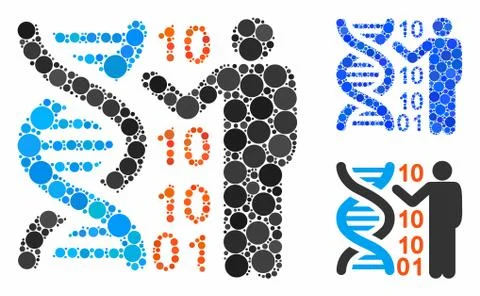 Genetics lecture Mosaic Icon of Spheric Items Stock Illustration