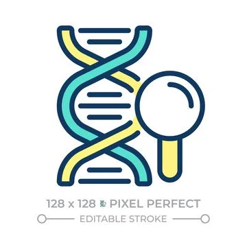 Genetics pixel perfect line color icon Stock Illustration