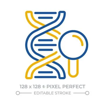Genetics pixel perfect two color line icon Stock Illustration