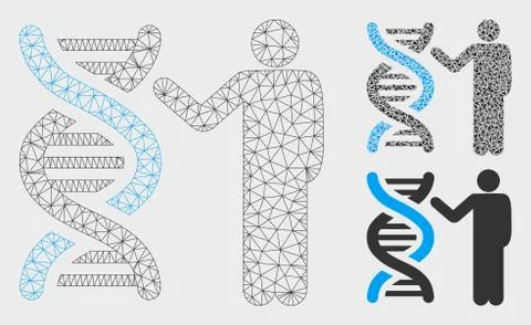Genetics Report Vector Mesh Wire Frame Model and Triangle Mosaic Icon 스톡 일러스트