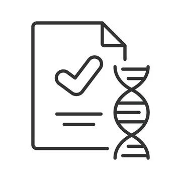 Genetics research document icon in line design. DNA, science, medical, research Stock Illustration