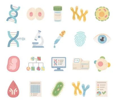 Genetics research set featuring dna 库存插图