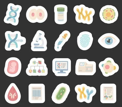 Genetics research set featuring dna Stock Illustration