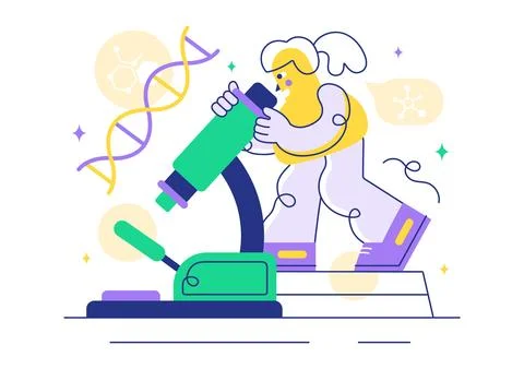 Genetics Vector Illustration featuring Science with DNA Molecule Structure,.. Stock Illustration