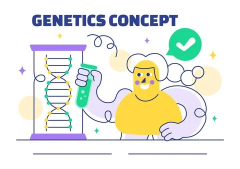 Genetics Vector Illustration featuring Science with DNA Molecule Structure,.. Stock Illustration