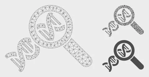 Genetics Vector Mesh 2D Model and Triangle Mosaic Icon イラスト素材