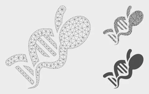 Genetics Vector Mesh 2D Model and Triangle Mosaic Icon Illustrazione stock