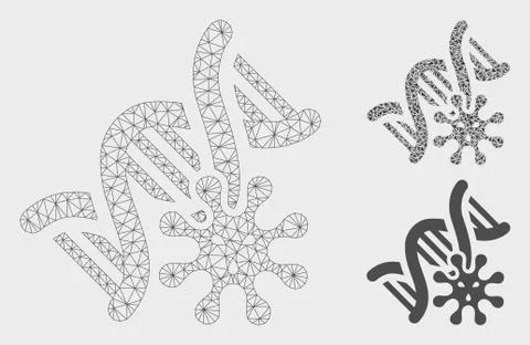 Genetics Vector Mesh Wire Frame Model and Triangle Mosaic Icon 스톡 일러스트