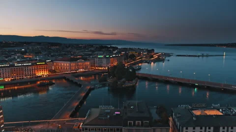 Geneva central cityscape rooftop view Stock Footage 160769878