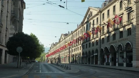 Geneva empty center - Coronavirus time Stock Footage 131988359