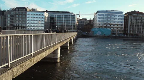 Geneva evening in slowmotion Stock Footage 48244173