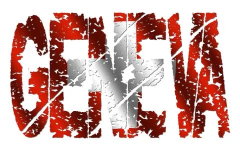 Geneva grunge text with flag Stock Illustration