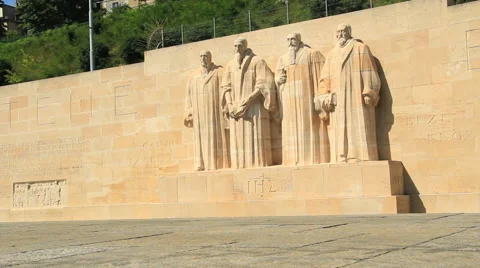 Geneva, Reformateurs monument 库存影片 42500480