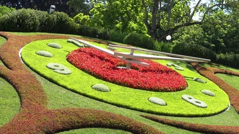 GENEVA, SWITZERLAND : The flower clock in Geneva. Stock Footage