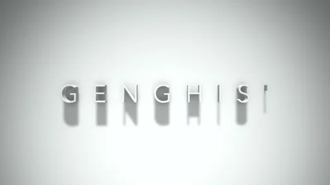 Genghis' 3D title animation with shadows on a white background Stock Footage 297036822