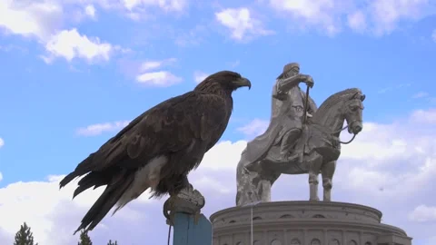 Genghis Khan and Eagle Stock-Footage 221684915