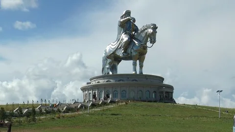 Genghis Khan monument on the mountain on... | Stock Video | Pond5