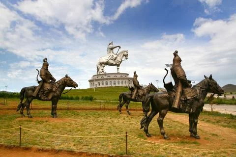 Genghis khan statue complex is a 40-metre tall statue of genghis khan on horseba Stock Photos