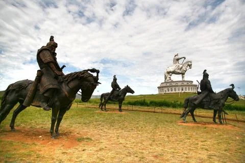 Genghis khan statue complex is a 40-metre tall statue of genghis khan on horseba Stock Photos