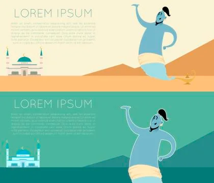 Genie banner set Stock Illustration