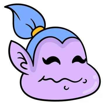 A genie, a chubby cheeked face, smiled happily. carton emoticon. doodle icon  Stock Illustration