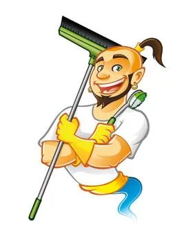 Genie cleaner male Stock Illustration