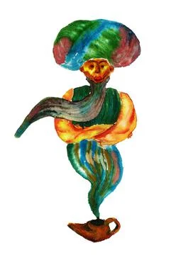 Genie of the lamp Stock Illustration