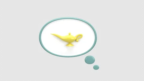 Genie lamp inside a thought bubble symbolizing imagination and magical poss.. Stock Footage 307481148