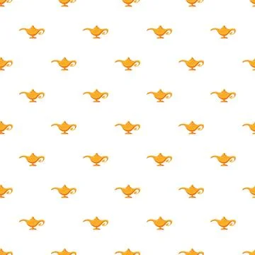 Genie magic lamp repeating pattern on white background Illustrazione stock