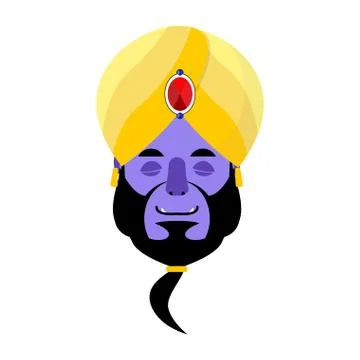 Genie sleeping Emoji. Magic ghost asleep emotion. Arabic magic spirit avatar Illustration