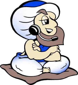 Genie speaking in headset Stock Illustration