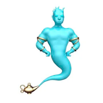 Genie on white background. 3d rendering Stock Illustration