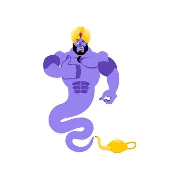 Genie winks Emoji. Magic ghost thumbs up. Arabic magic spirit avatar Illustration