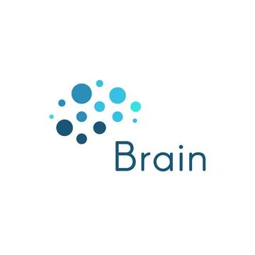 Genious brain, abstract blue circles medical and science vector logo template Ilustración de archivo