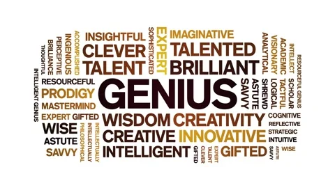 Genius animated word cloud,animation tag text kinetic typography seamless loop. Video stock 311426244
