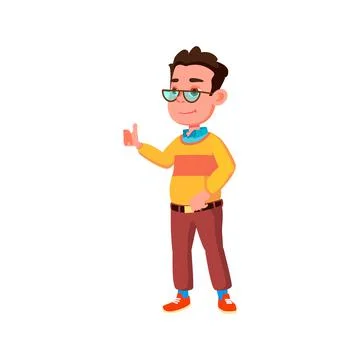 Genius boy gesturing ok for good made task cartoon vector Stock Illustration