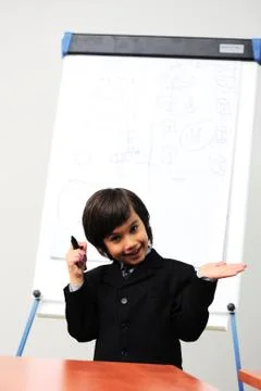 Genius boy making a  presentation Stock Photos