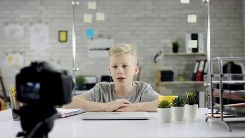 Genius boy wonder hacks system at cyberspace. Cute kid young programmer Vidéo 105054079