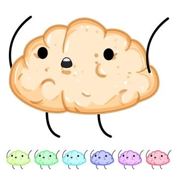Genius brain character cartoon vector graphic Stock Illustration