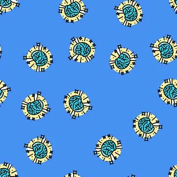 Genius brain vector seamless pattern イラスト素材