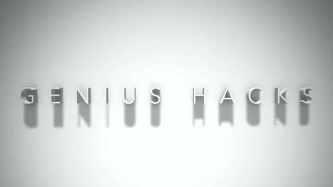 Genius hacks 3D title animation white text on a white background Stock Footage 299701807