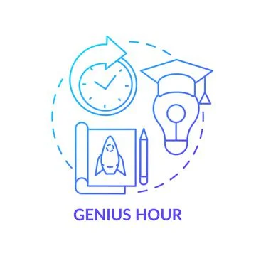 Genius hour blue gradient concept icon Illustrazione stock