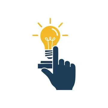 (Genius Idea Activation. A vivid yellow light source illuminated by a digit.. Stock Illustration