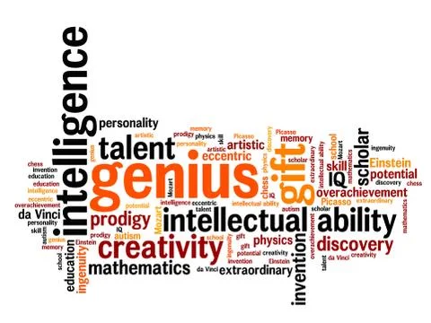 Genius issues and concepts word cloud illustration. Word collage concept. Stock Illustration