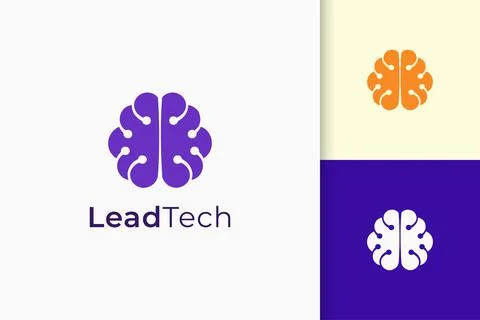 Genius or smart logo in brain shape represent knowledge and innovation Stock Illustration