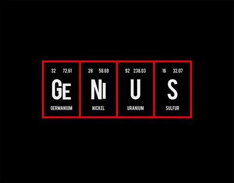 Genius - Periodic Table of Elements on black background in vector illustratio イラスト素材